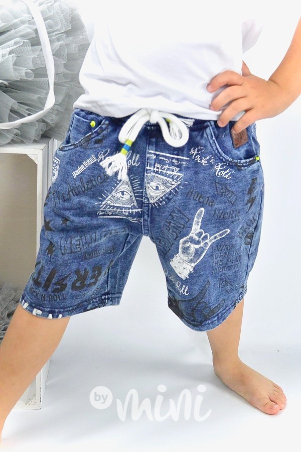Printed jeans shorts