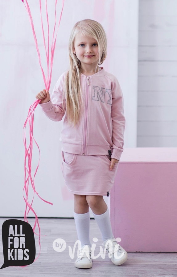 3ks souprava PINK: mikina, sukně, triko flitry