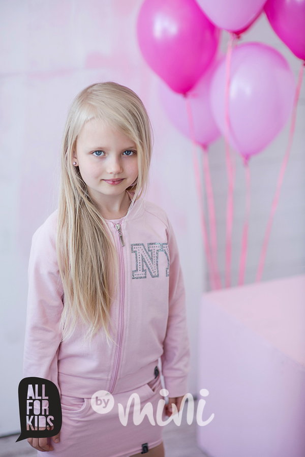3ks souprava PINK: mikina, sukně, triko flitry