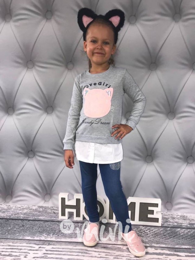 Dívčí set -  mikčokošile + jeans legíny GREY