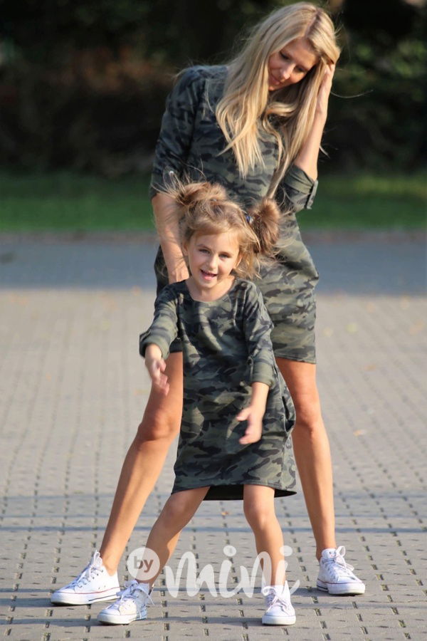 Army sporty šaty - set matka dcera