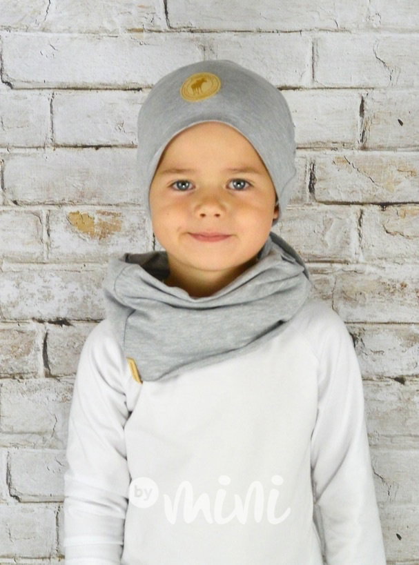 Šedá houmles čepka (wood logo) s dvojitým nákrčníkem