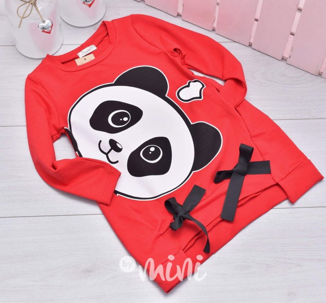 Tunika PANDA s mašličkami červená