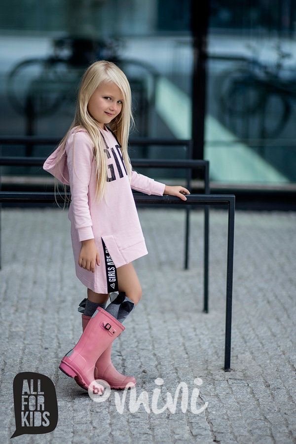 GIRL hoodie dress pink