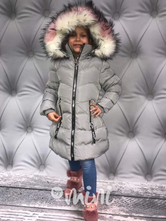 Prošívaný dívčí zimní kabátek šedý