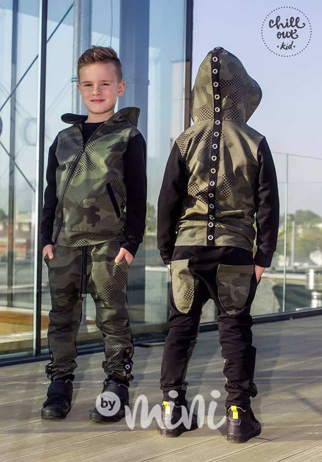 Army mikina na šikmý zip