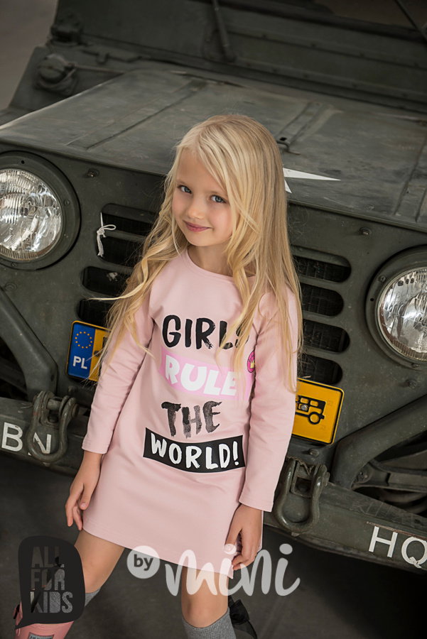 Girls rule the world tunika růžová