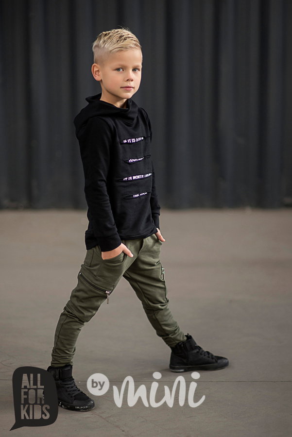 Khaki tepláčky kapsa zip