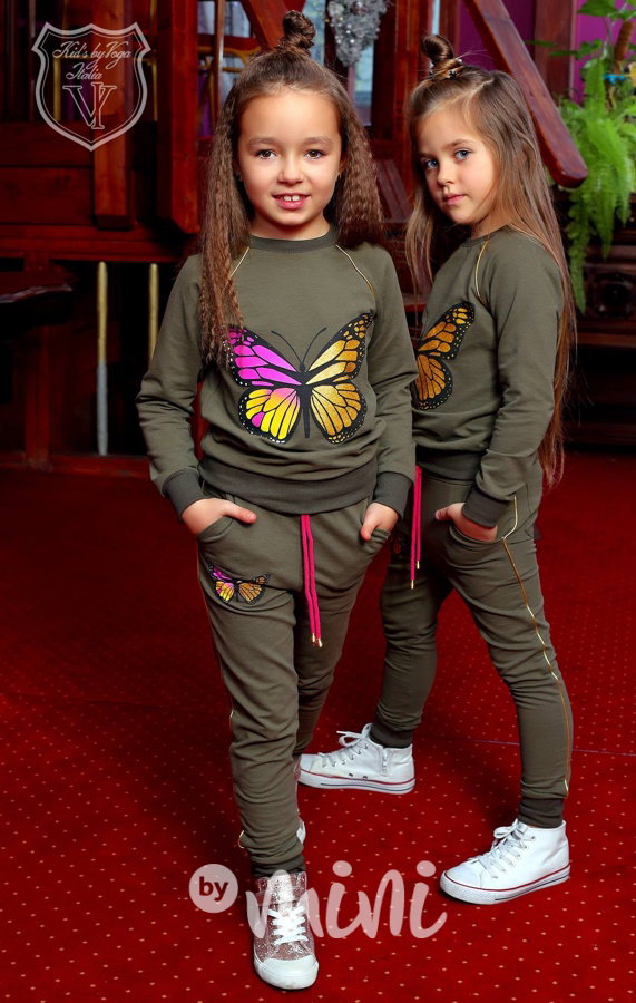Designová dívčí souprava khaki
