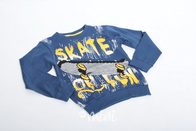 SKATE mikina s obracecími flitry modrá