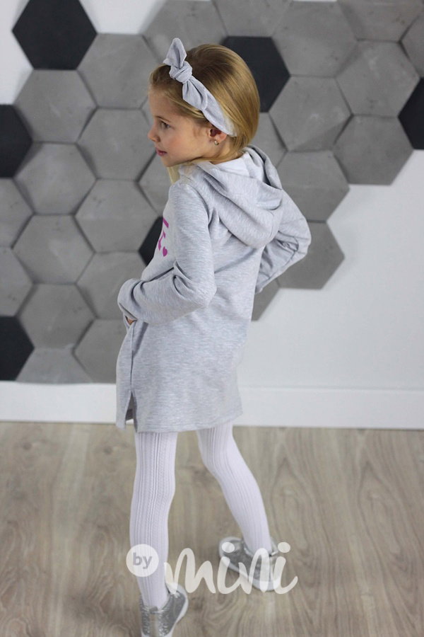 LOVE hoodie dress s kapucí šedá