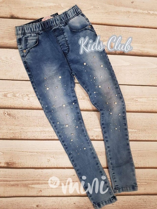 Dívčí strečové džíny s kamínky 