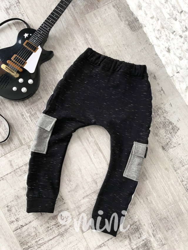 Hipster tmavý melír teplé baggy tepláčky