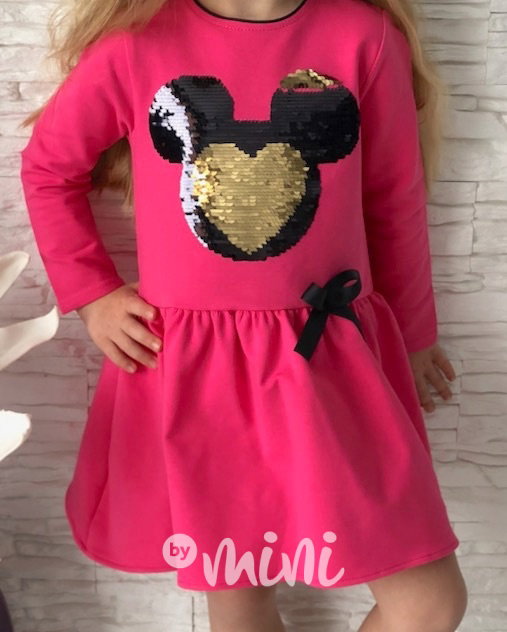 Mickey malinové šaty s překlápěcími flitry