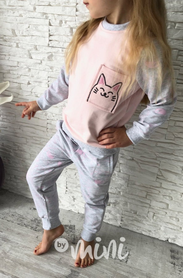 Teplákovka cat šedá s flitry