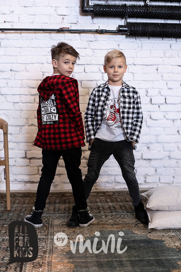 Kostkovaná košile s kapucí