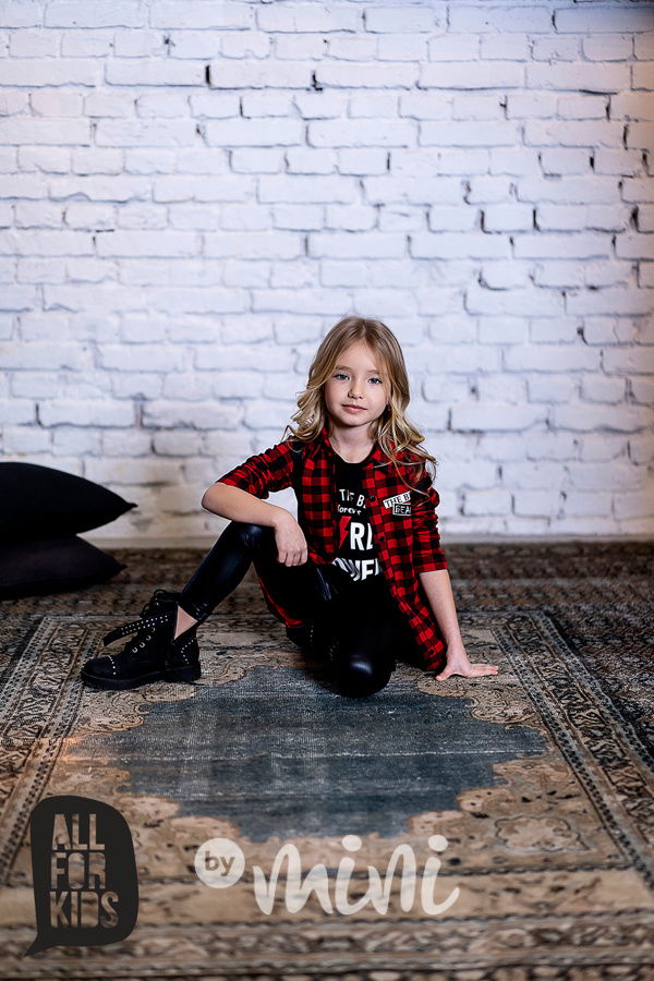 Karo dívčí košile červená