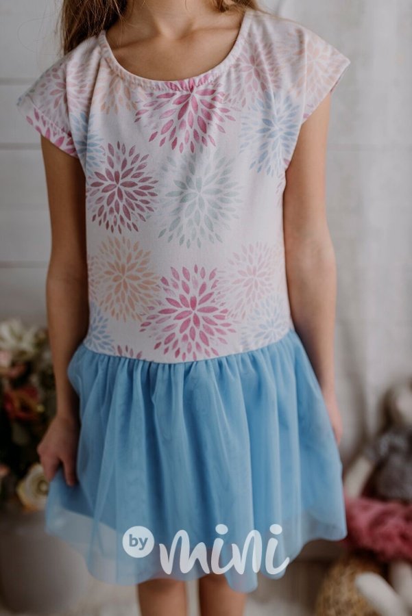 Flower letní šaty s nebeskou sukýnkou