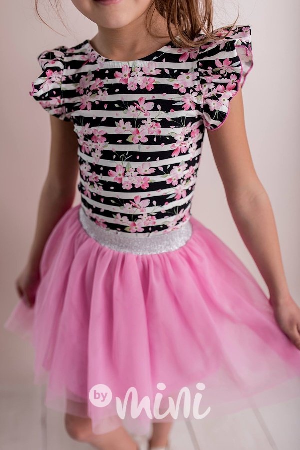Pink silver tylová tutu sukně