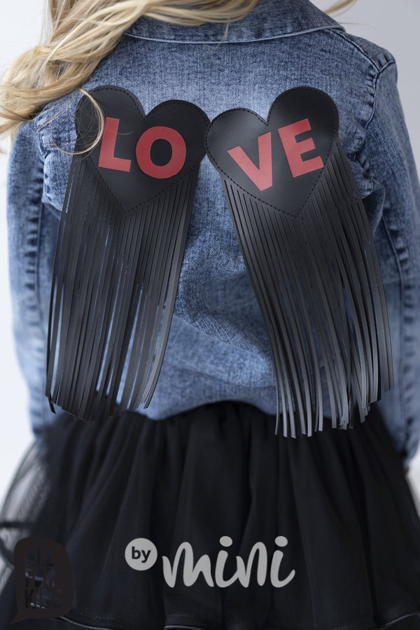 Jeans bundička black love pro dívky