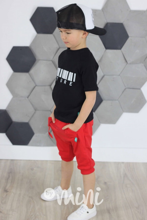Red baggy shorts zip