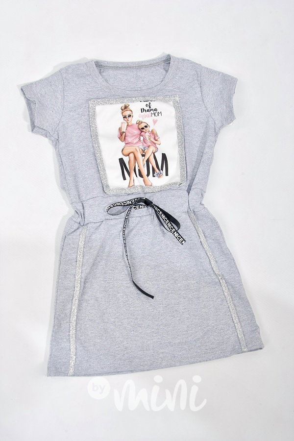 Girl mom summer dress - dívčí šedivé letní šaty