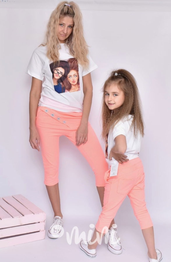 Summer neon oranž baggy shorts - set matka dcera