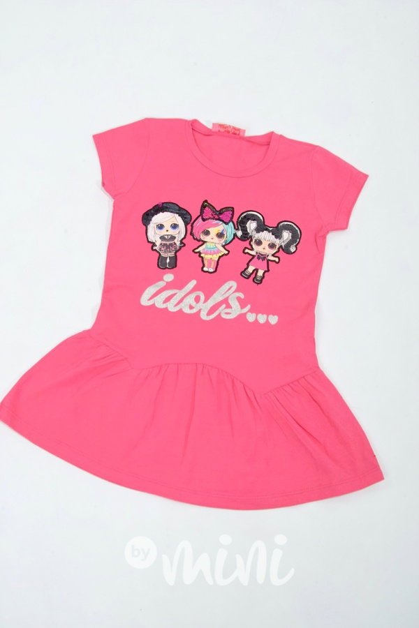 DOLL idols dětské šaty růžové s flitry