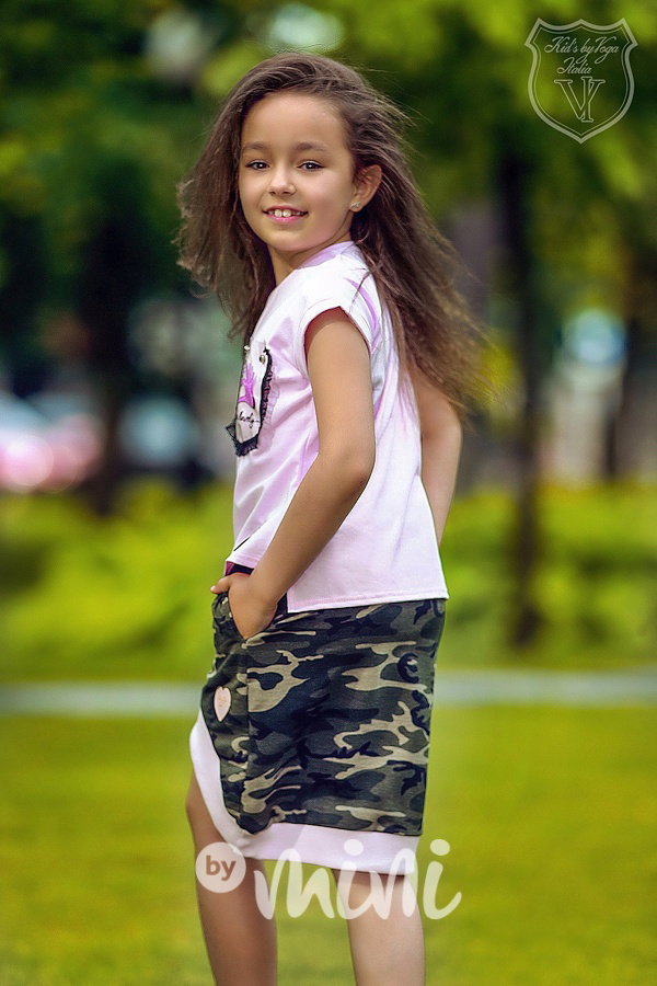 Sportovní army atypická dívčí dětská sukně se vzorem maskáč