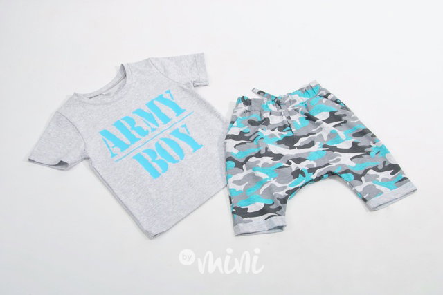 Army boy tyrkys chlapecký set triko+kraťasy