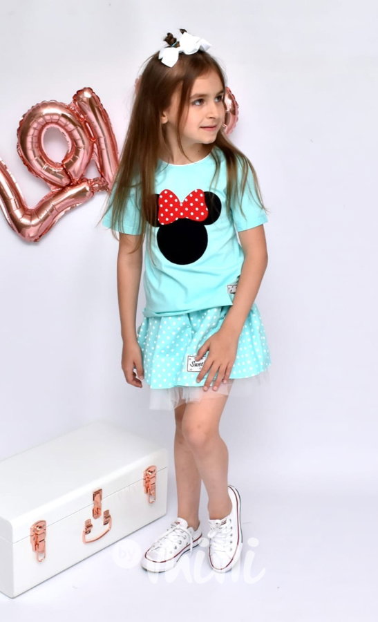 Minnie set mentol - tylová sukně a triko