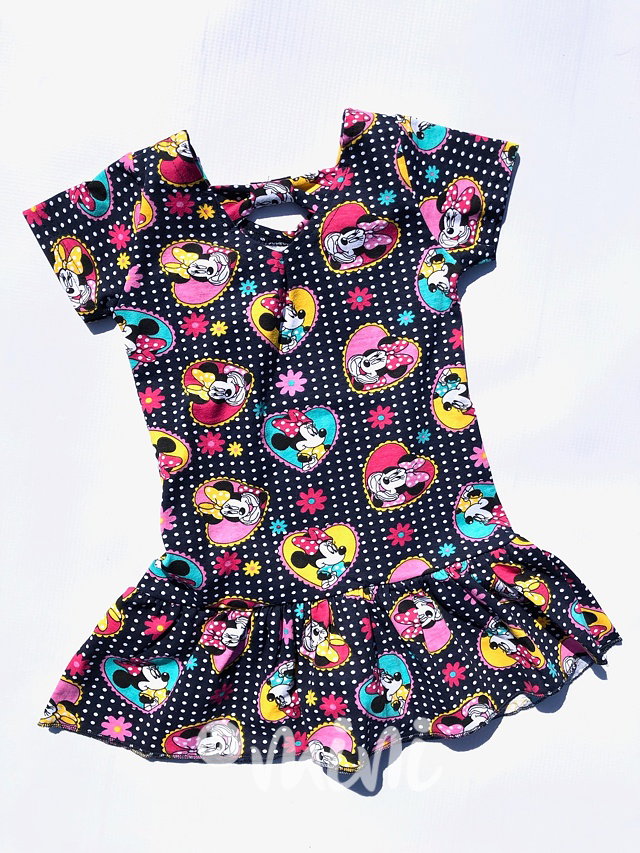 Minnie dark dětské letní mašličkové šaty bavlněné
