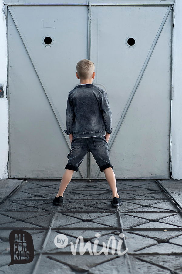 Jeans grafit chlapecká bunda s printem