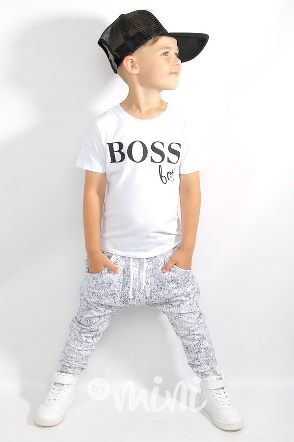 BOSS boy chlapecké triko bílé