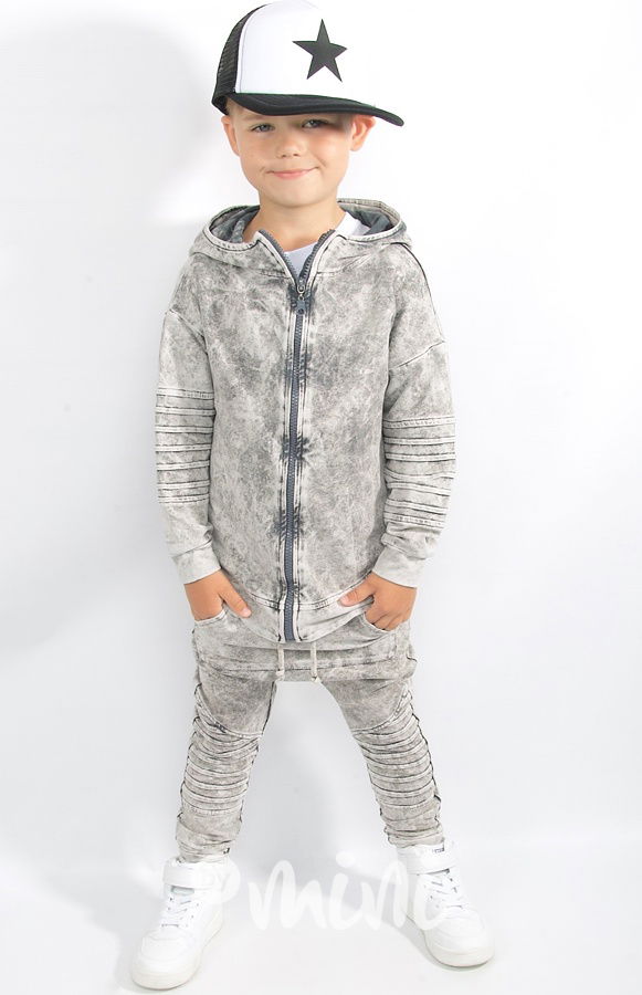 Acid wash biker pants světlé