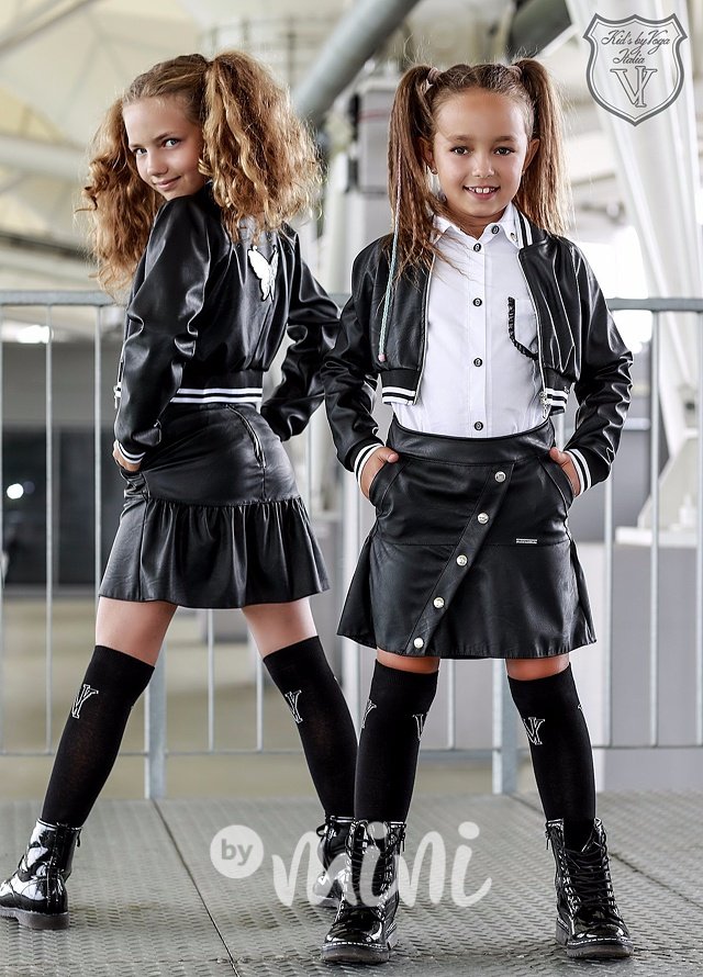 Leather black dívčí sukně