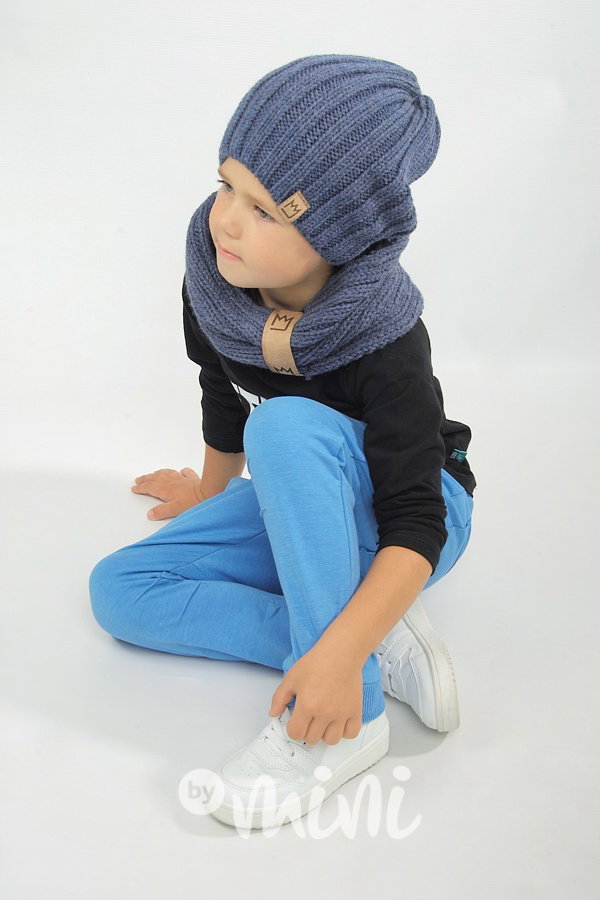 Vlněná houmleska s nákrčníkem jeans blue