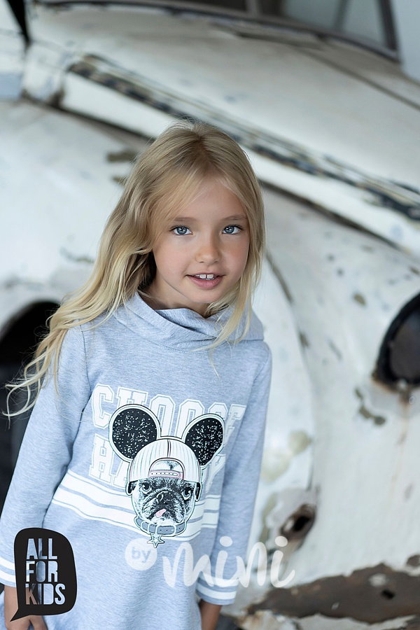 Sporty hoodie dress grey