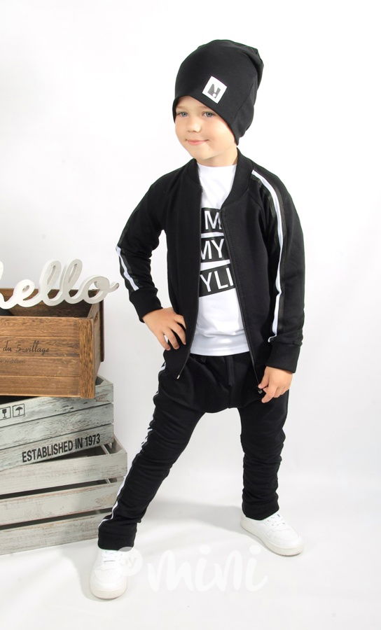 Super synek lampas set černý - mikina + baggy