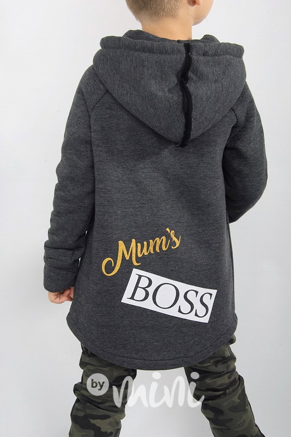Mum's boss - vyteplená dlouhá mikina grafit