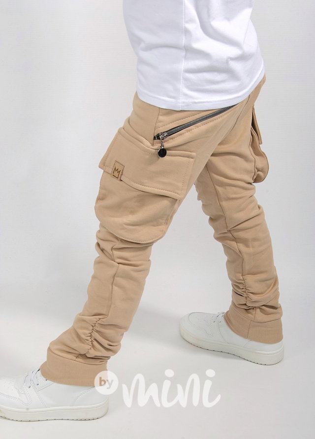 Zateplené baggy kapsáče zip - white coffee