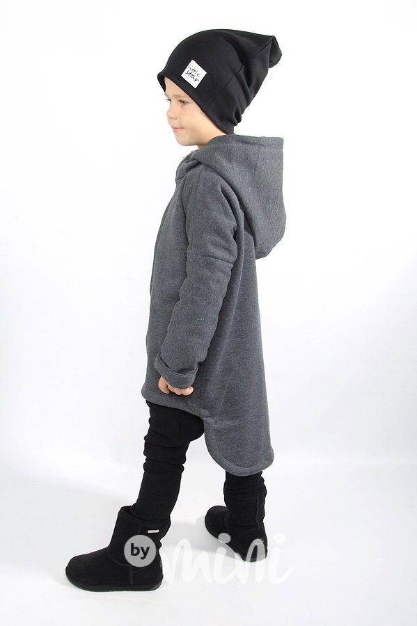 Extra dlouhý designový kabát dark grey