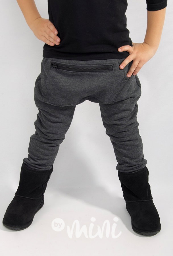 Super termo baggy tepláčky se zipem - dark grey