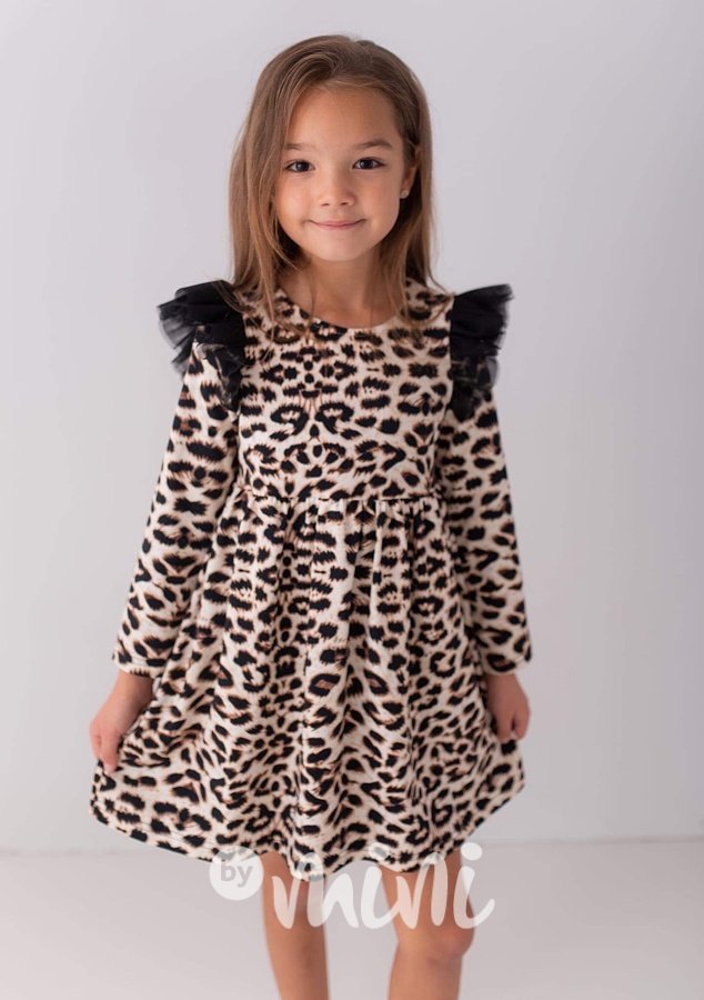Romantic dívčí šaty - leopard