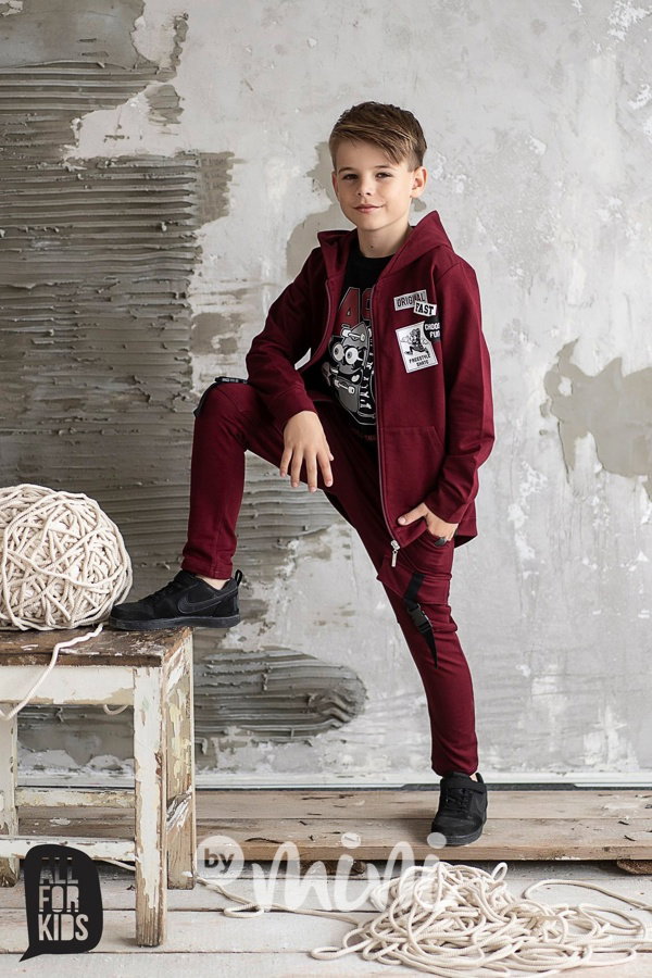 Červený bordó chlapecký set oblečení 