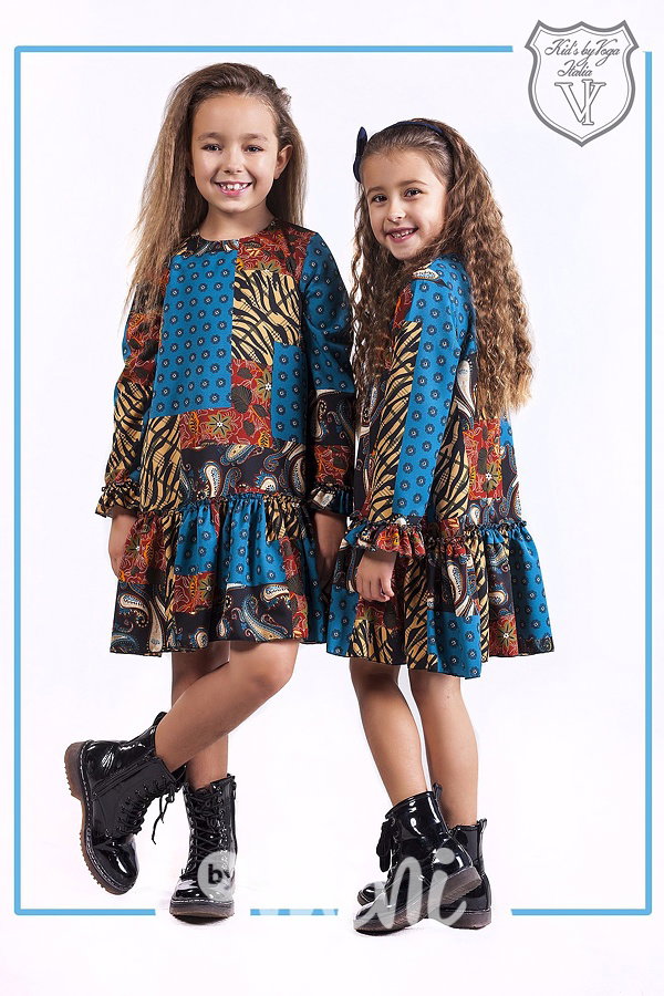 Zimní dívčí boho šaty, dlouhý rukáv
