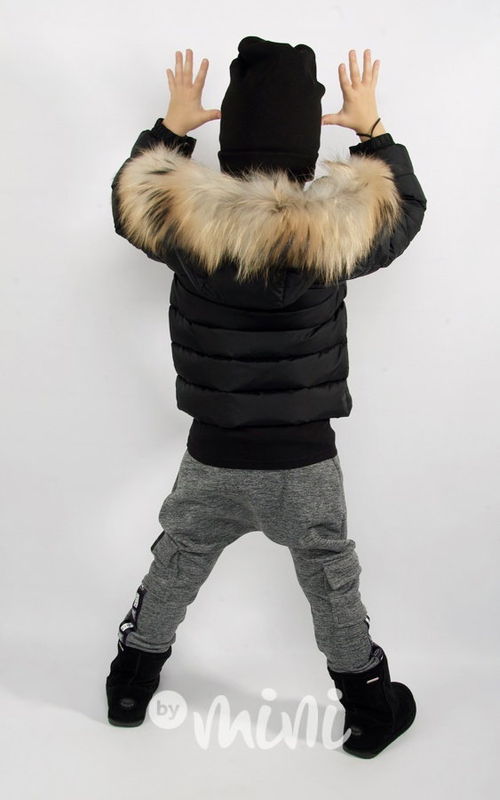 Vyteplené chlapecké baggy kapsáče - grey melange