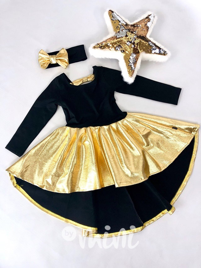Gold ballerina šaty s čelenkou - černé