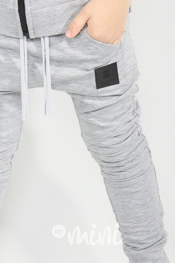 Biker slim baggy s prošitím - šedé