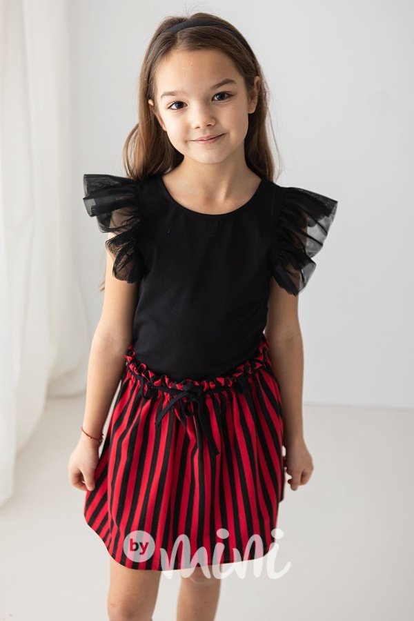 Pruhovaná sukně Lily - černá/červená